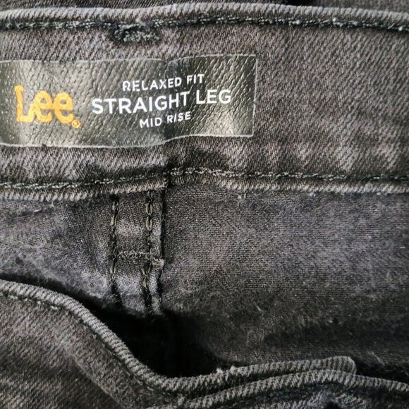 VGUC: Lee Sze 16 Short Faded Black Relaxed Fit Straight Leg Jeans - Picture 3 of 3